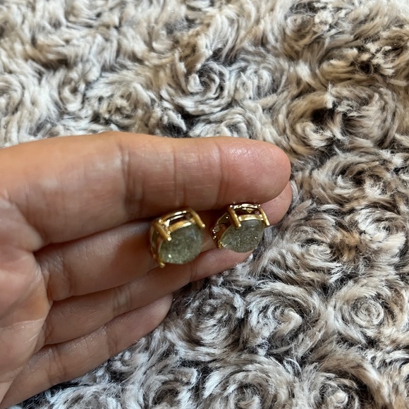 Kate Spade Druxy Stud Glitter Shimmer Earrings Costume Jewelry Sequin Metallic - Picture 4 of 16